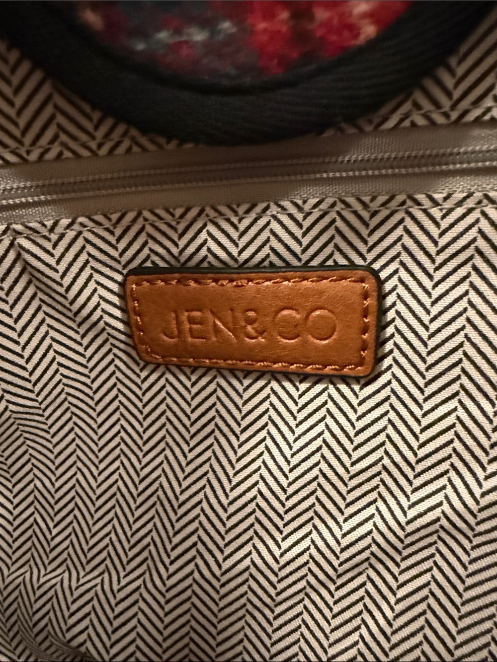Plaid Wool Tote with Tan Leather Trim and Chain Handles - Picture 3 of 5